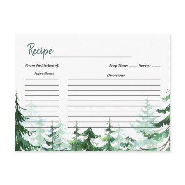 Pine Trees Christmas Bridal Shower Recipe Invitations