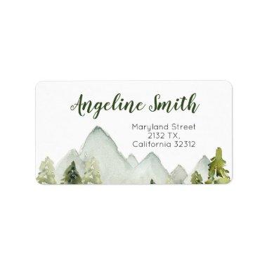Pine Trees Mountain Baby Shower Address Label