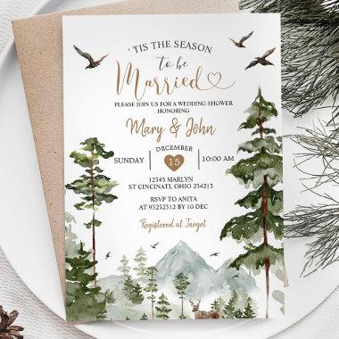 Pine Trees Tis the season to be married Wedding Invitations