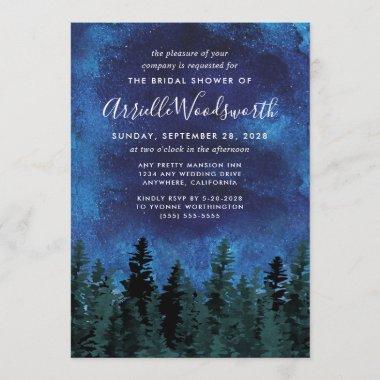 Pine Trees Watercolor Bridal Shower Invitations