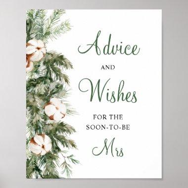Pine Winter Advice And Wishes Bridal Shower Sign
