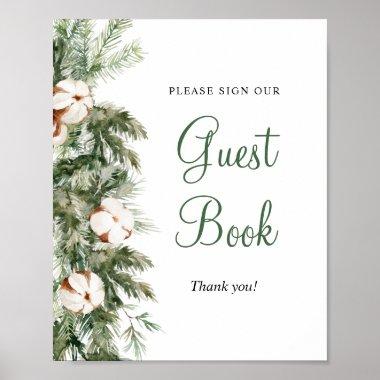 Pine Winter Guest Book Bridal Shower Sign