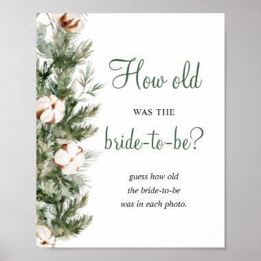 Pine Winter How Old Was Bride Bridal Shower Sign