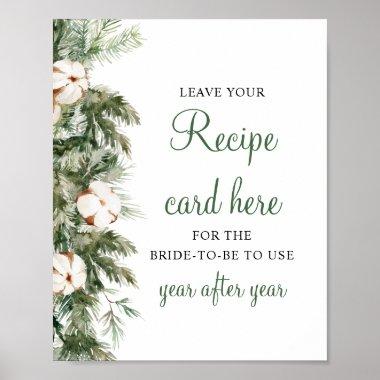 Pine Winter Leave Your Recipe Bridal Shower Sign