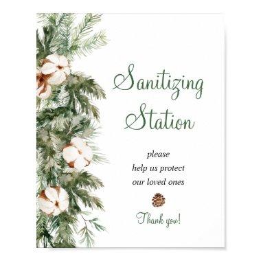 Pine Winter Sanitizing Station  Sign