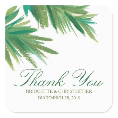Pine Woods Watercolor | Wedding Thank You Square Sticker
