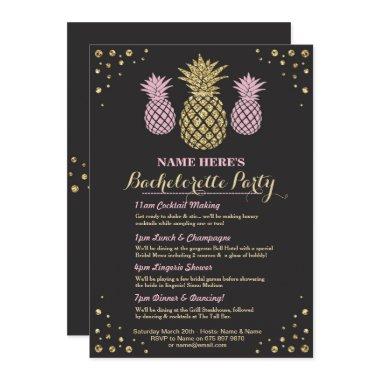 Pineapple Bachelorette Gold Itinerary Aloha Invite