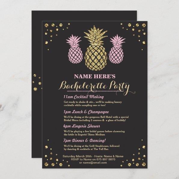 Pineapple Bachelorette Gold Itinerary Aloha Invite