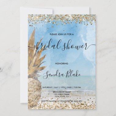 Pineapple beach Tropical Bridal Shower Invitations