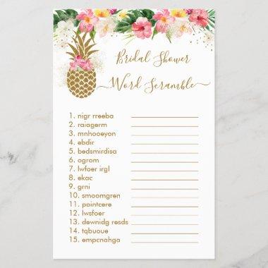 Pineapple Floral Bridal Shower Word Scramble Game