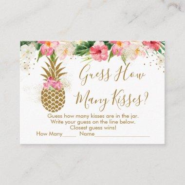 Pineapple Floral Guess How Many Kisses Bridal Game Enclosure Invitations