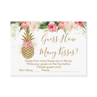 Pineapple Floral Guess How Many Kisses Bridal Game Enclosure Invitations