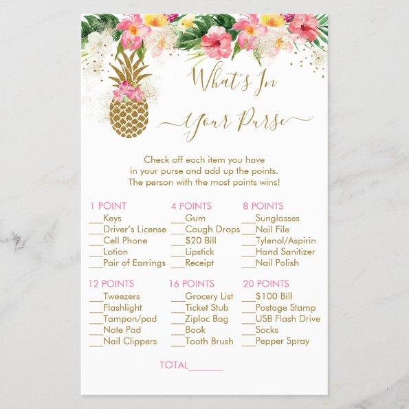 Pineapple Floral What's In Your Purse Bridal Game