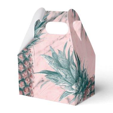 Pineapple & Pink Marble Swirl Modern Tropical Chic Favor Boxes