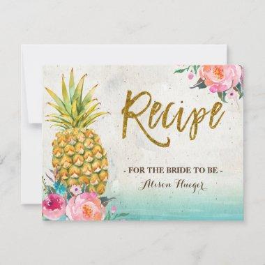 Pineapple Summer Tropical Beach Recipe Invitations
