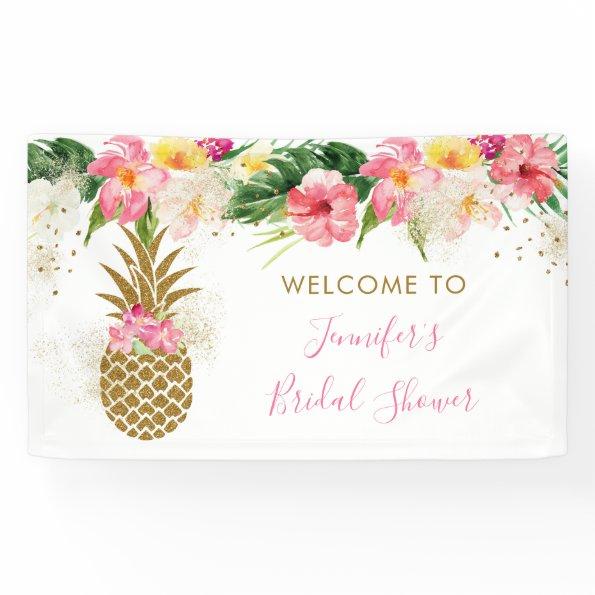 Pineapple Tropical Floral Bridal Shower Banner