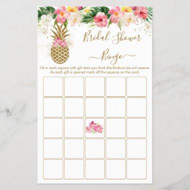 Pineapple Tropical Floral Bridal Shower Bingo Game