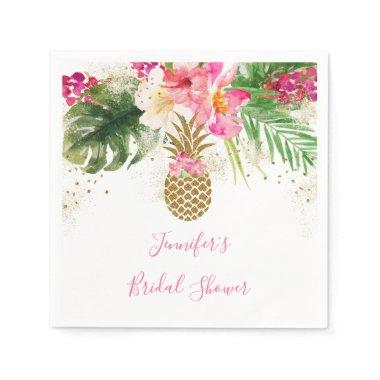 Pineapple Tropical Floral Bridal Shower Napkins