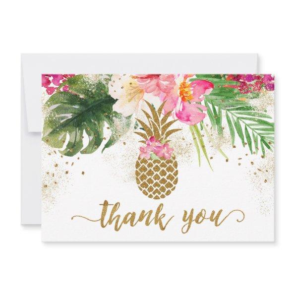 Pineapple Tropical Floral Bridal Shower Thank You