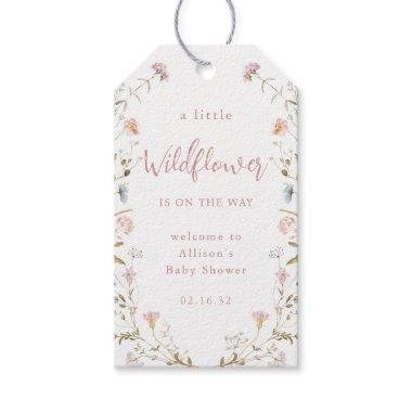 Pink A Little Wildflower Rustic Boho Baby Shower Gift Tags