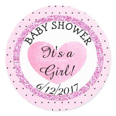 Pink and B|lack Baby Shower Sticker