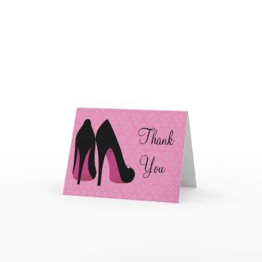 Pink and Black Damask Shoes Thank You
