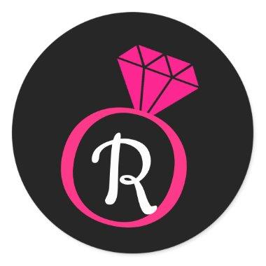 Pink and Black Engagement Ring Initial Stickers