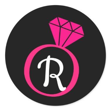 Pink and Black Engagement Ring Initial Stickers