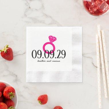 Pink and Black Engagement Ring Napkins