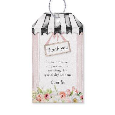 Pink and Black Floral Garden Bridal Shower Gift Tags