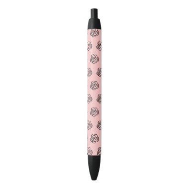 Pink and Black Flower Pattern Pen