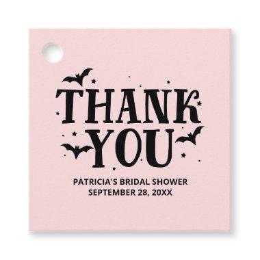 Pink And Black Halloween Bridal Shower Thank You Favor Tags