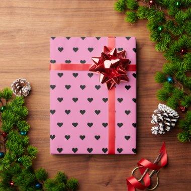 Pink and Black Hearts | Custom Wrapping Paper