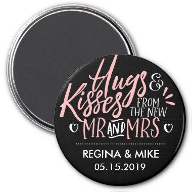 Pink and Black Hugs and Kisses From New Mr and Mrs Magnet