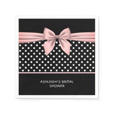 Pink and Black Polka Dot Bridal Shower Napkins