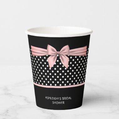 Pink and Black Polka Dot Bridal Shower Paper Cups