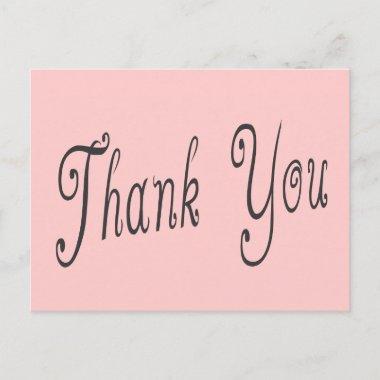 Pink And Black Thank You Wedding, Party, Business PostInvitations