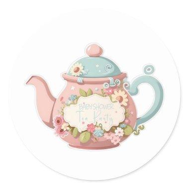 Pink and blue color Teapot with Floral stickers