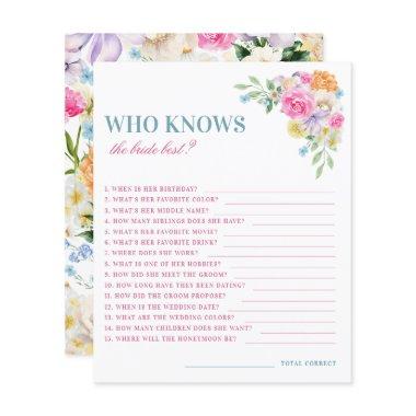 Pink and Blue Floral Who Knows the Bride Best Game