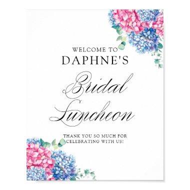 Pink and Blue Hydrangeas Bridal Luncheon Welcome Poster