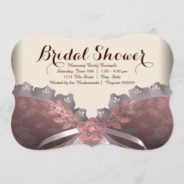 Pink and Brown Corset Bridal Shower Invitations