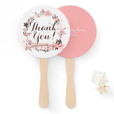 Pink and Brown Floral Wreath Thank You Fan