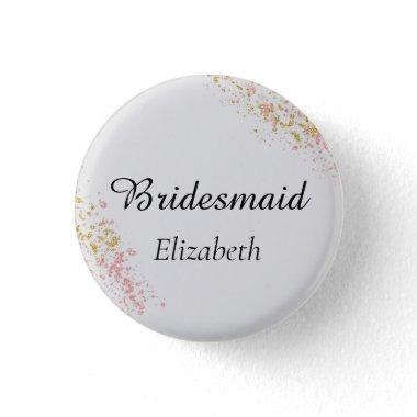 Pink and Gold Bridesmaid Button