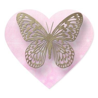 Pink and Gold Butterfly Stickers