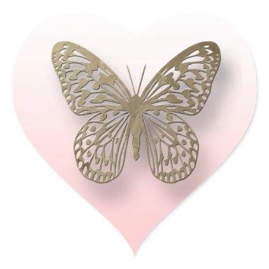 Pink and Gold Butterfly Stickers