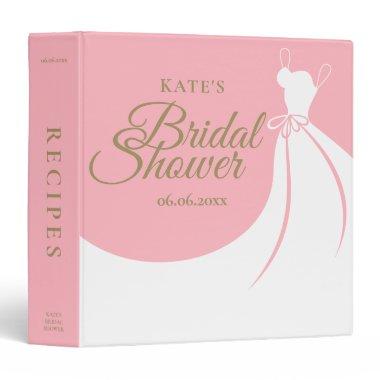 Pink and Gold Elegant Gown  Recipe 3 Ring Binder