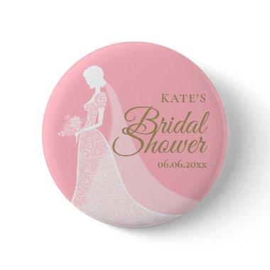 Pink and Gold Elegant Lace Gown  Button