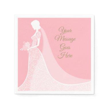 Pink and Gold Elegant Lace Gown Bridal Shower Napkins