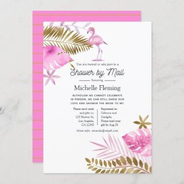 Pink and Gold Flamingo Bridal Shower by Mail Invitations