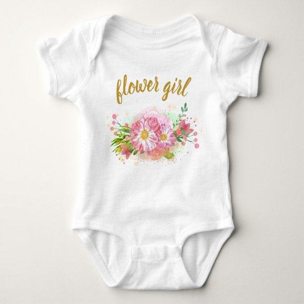Pink and Gold Floral Girl All-In-One Outfit Baby Bodysuit